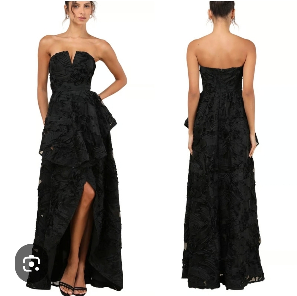 Lulu's Black Strapless High-Low Dress - Picture 2 of 6